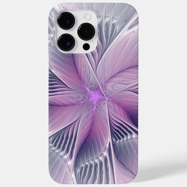 Pretty Pink Flower Modern Abstract Fractal Art Case-Mate iPhone Case (Back)