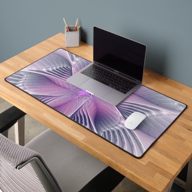 Pretty Pink Flower Modern Abstract Fractal Art Desk Mat (Office 2)
