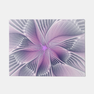 Pretty Pink Flower Modern Abstract Fractal Art Doormat