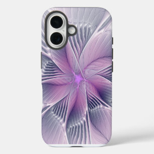 Pretty Pink Flower Modern Abstract Fractal Art iPhone 16 Case
