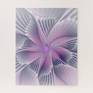 Pretty Pink Flower Modern Abstract Fractal Art Jigsaw Puzzle