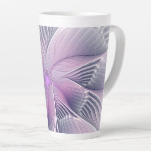 Pretty Pink Flower Modern Abstract Fractal Art Latte Mug