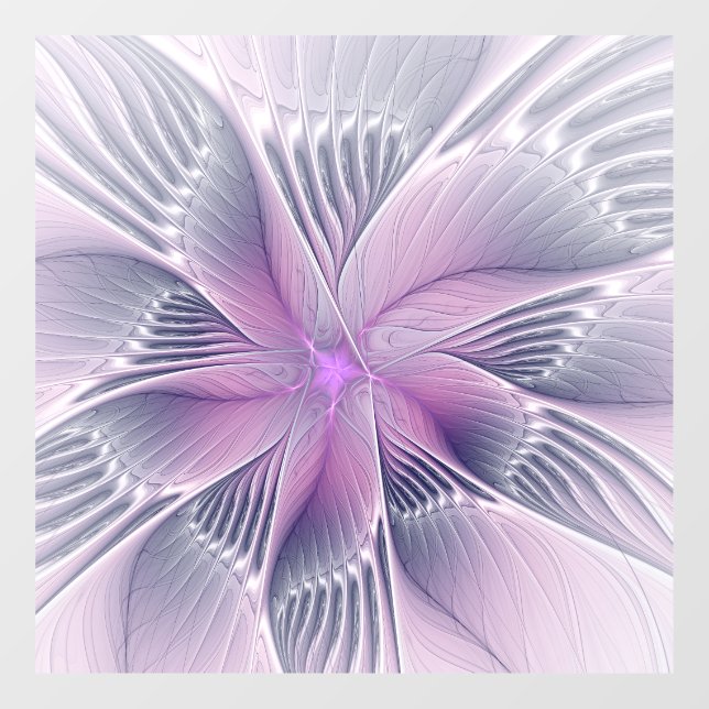 Pretty Pink Flower Modern Abstract Fractal Art Window Cling (Sheet)