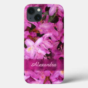 Pretty pink flower photograph personalized iPhone 13 case