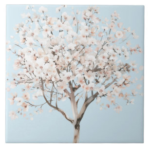 Pretty Pink Flowering Tree Tile