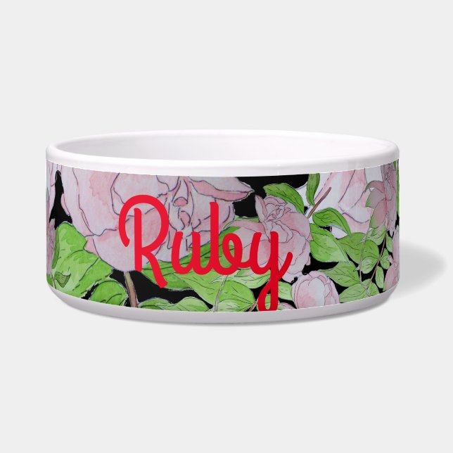 pretty pink flowers and leafs floral dog (Front)
