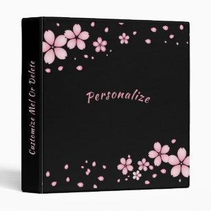 Pretty Pink Flowers Floral Personalized 3 Ring Bin Binder