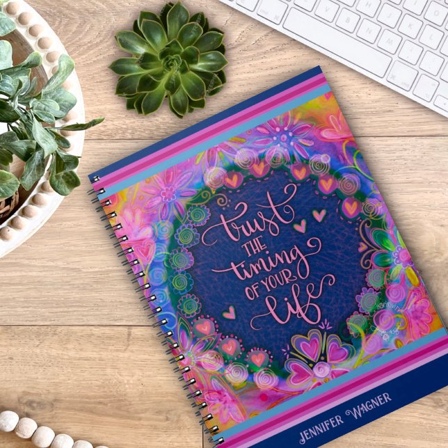 Pretty Pink Flowers Hearts Trust The Timing Notebook (Creator Uploaded)