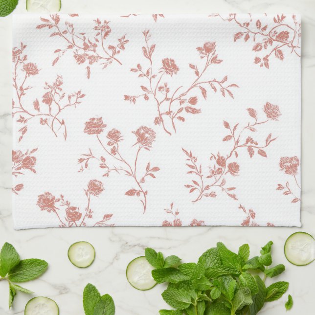 Pretty Pink Flowers Kitchen Towel (Folded)
