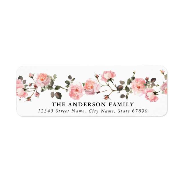 Pretty Pink Flowers Return Address Labels (Front)