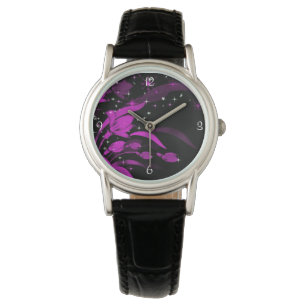 Pretty Pink Flowers Starbursts Sparkle Watch