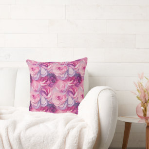 Pretty Pink Flowers Throw Pillow