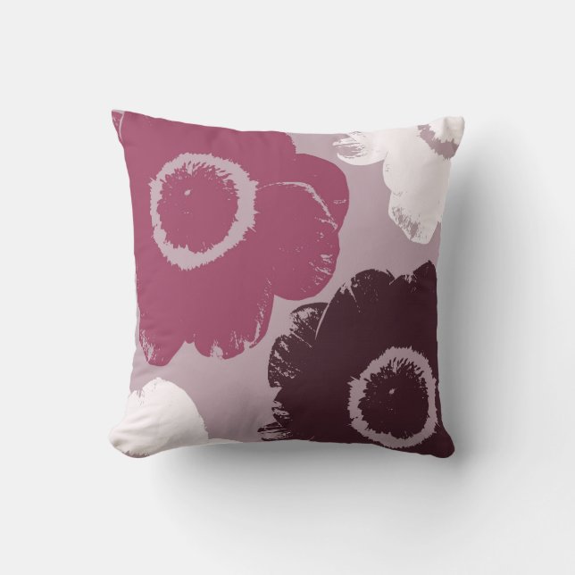 Pretty Pink Flowers Throw Pillow (Front)