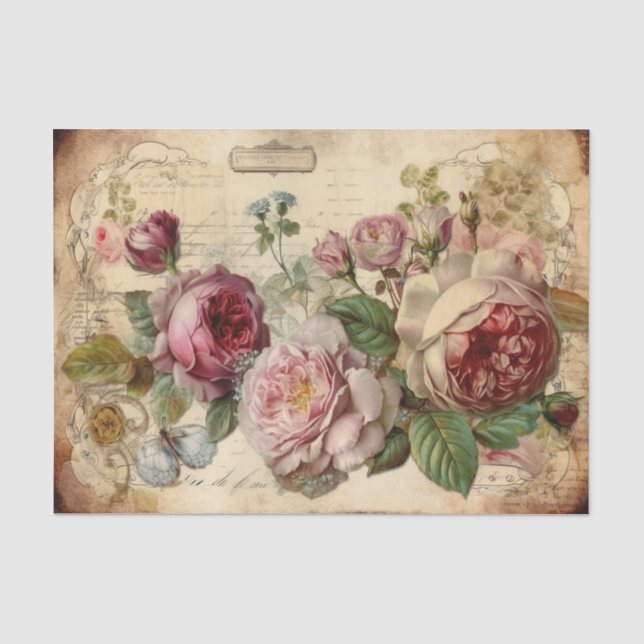 Pretty Pink Flowers  Tissue Paper (Front)
