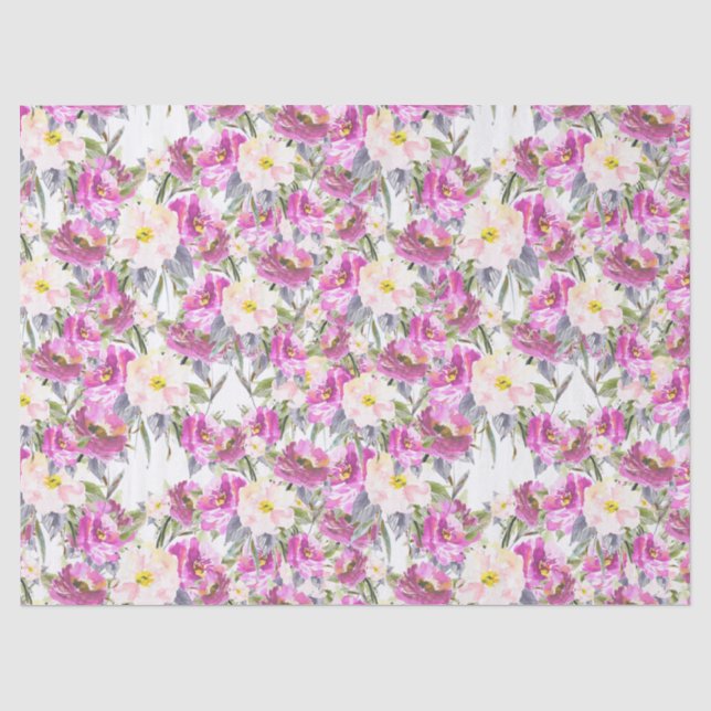 Pretty Pink Flowers Tissue Paper (Front)