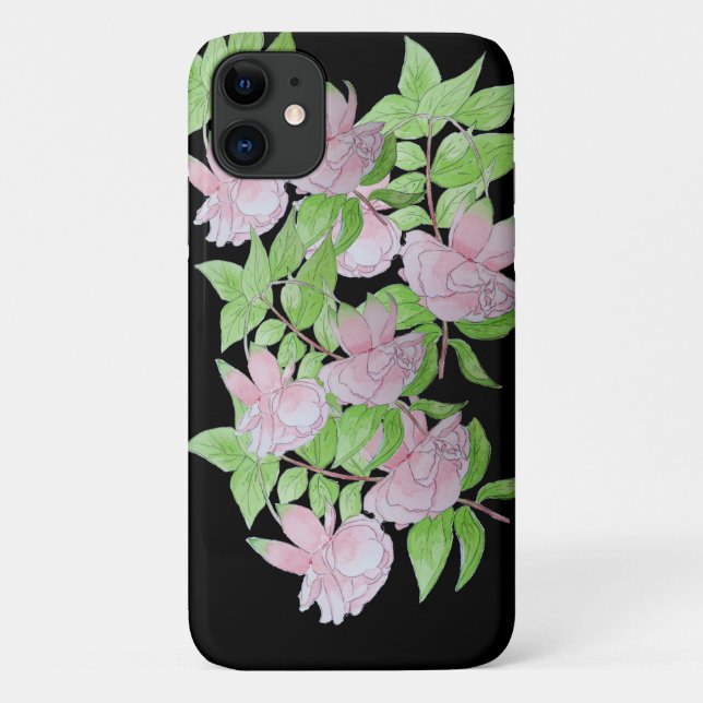 pretty pink flowers with leafs floral  Case-Mate iPhone case (Back)