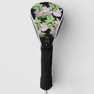 pretty pink flowers with leafs floral  golf head cover
