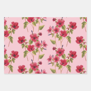 Pretty Pink Flowers Wrapping Paper Sheet