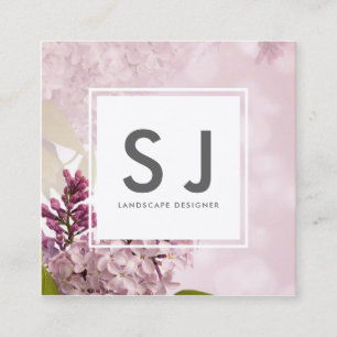 Pretty Pink Flowery Botanical Landscape Designer Square Business Card