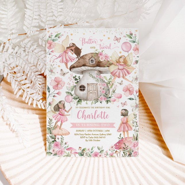 Pretty Pink Forest Fairy Garden Girl Birthday  Invitation (Creator Uploaded)