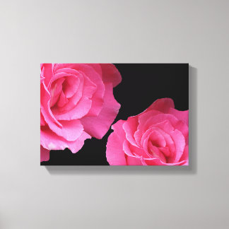 Pretty pink French rose floral black fine art Canvas Print