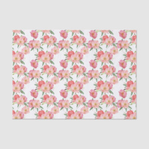 Pretty Pink Garden Flowers Watercolor Tissue Paper