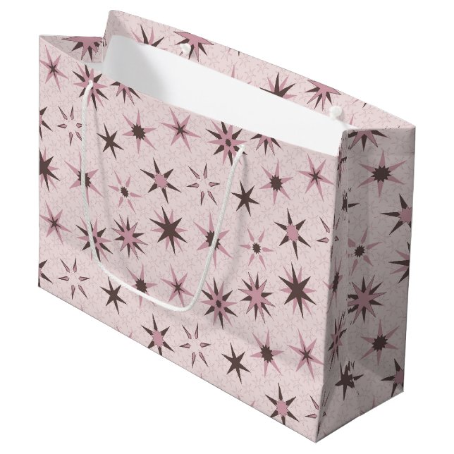 Pretty Pink Geo Stars - pattern.  Large Gift Bag (Front Angled)