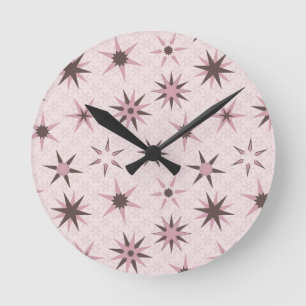 Pretty Pink Geo Stars - pattern.  Round Clock