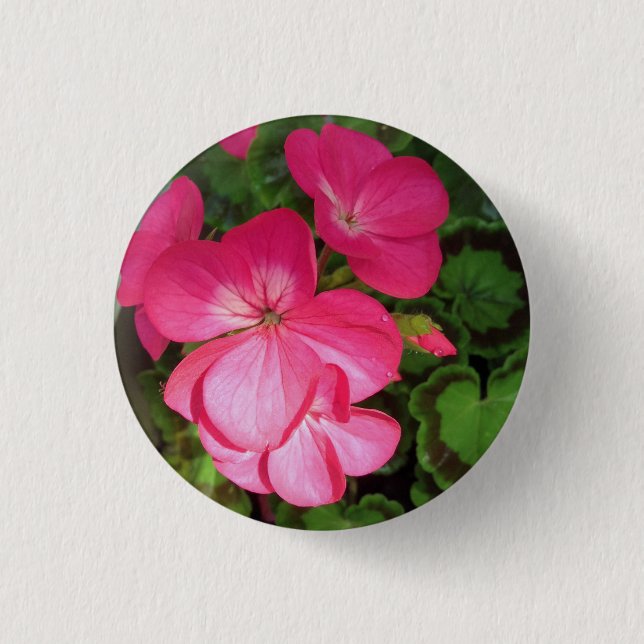Pretty Pink Geranium Photo Button (Front)