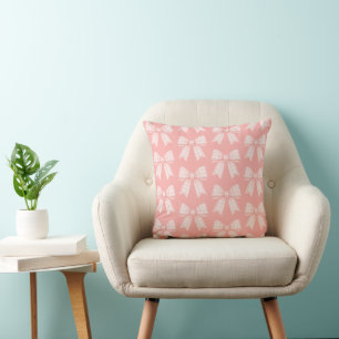 Pretty Pink Gingham Bow Pattern Throw Pillow