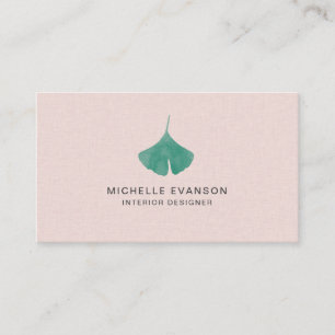Pretty Pink Ginkgo Leaf Simple Nature Business Card