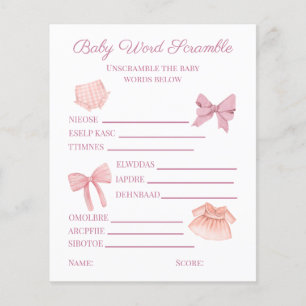 Pretty Pink Girl Baby Shower Word Scramble