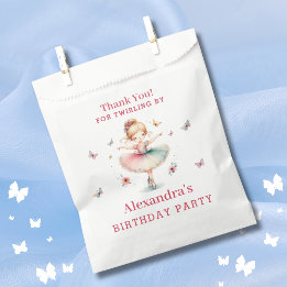 Pretty Pink Girl Ballerina Birthday Thank You Favour Bag