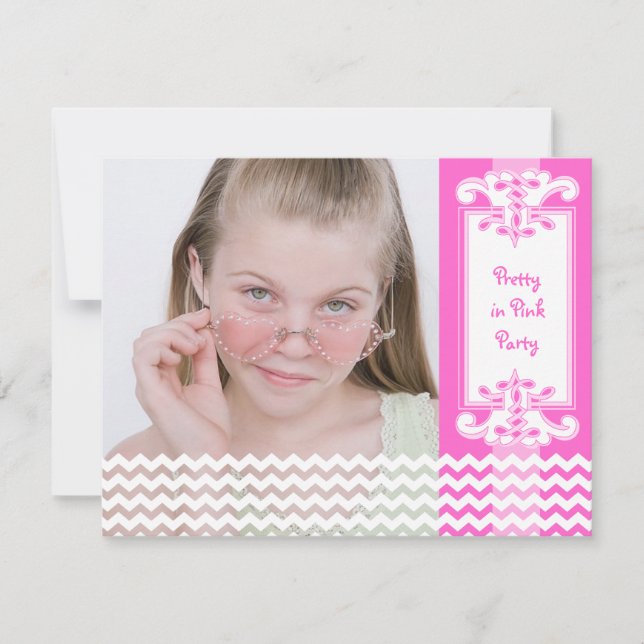 Pretty Pink Girl's 12th Birthday Party Photo Invitation (Front)