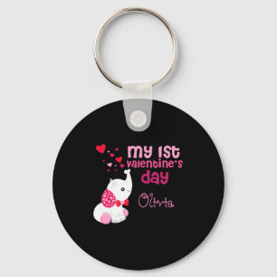 Pretty Pink Girls First Valentines Day Custom Baby Keychain