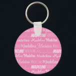 Pretty Pink Girls Name Font Collage Custom Teen Keychain<br><div class="desc">This pretty pink keychain is customized with your teen or little girl's name in 9 different beautiful fonts. A cute personalized present for a kid or teenager.</div>