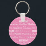Pretty Pink Girls Name Font Collage Custom Teen Keychain<br><div class="desc">This pretty pink keychain is customized with your teen or little girl's name in 9 different beautiful fonts. A cute personalized present for a kid or teenager.</div>
