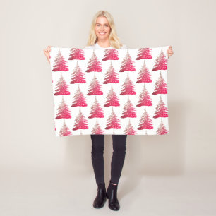 Pretty Pink Glitter Christmas Tree  Fleece Blanket