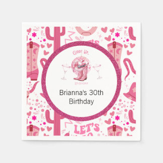 Pretty Pink & Glitter Cowgirl Birthday  Napkin