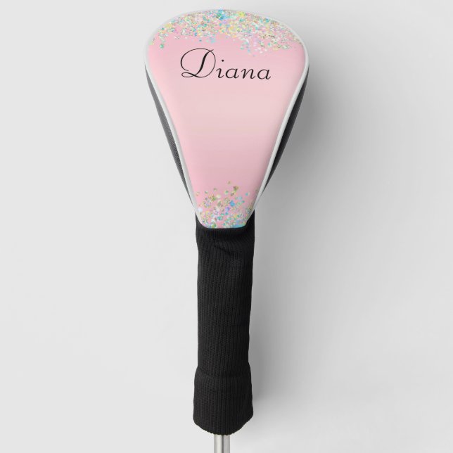 Pretty Pink Glitter Effect Golf Head Cover (Front)