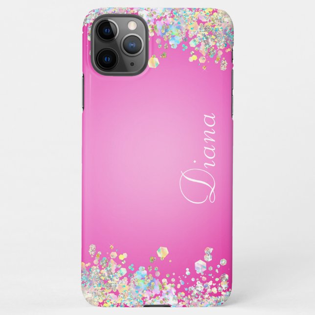 Pretty Pink Glitter Effect iPhone Case (Back)