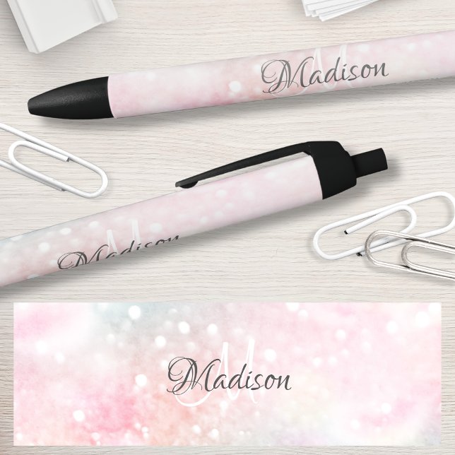 Pretty Pink Glitter Girly Glamourous Black Ink Pen (Creator Uploaded)