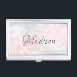 Pretty Pink Glitter Girly Glamourous Business Card Holder<br><div class="desc">Easily personalize this pretty pink bokeh glitter pattern business card case with your custom name and monogram.</div>