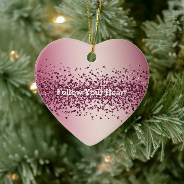 Pretty Pink Glitter Hearts      Ceramic Ornament (Tree)