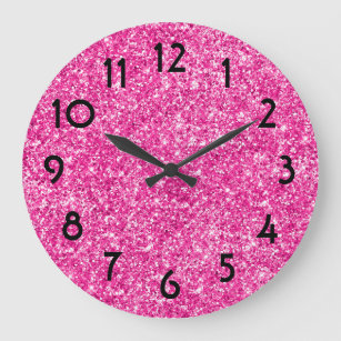 Pretty Pink Glitter Photo Large Clock