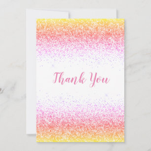 Pretty Pink Glitter Simple Modern Thank You Card