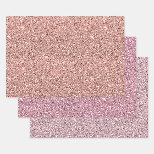 Pretty Pink Glitter Wrapping Paper Sheet (Set)