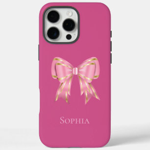 Pretty Pink Gold Bow iPhone 16 Pro Max Case