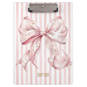 Pretty Pink Gold Confetti Bow Clipboard
