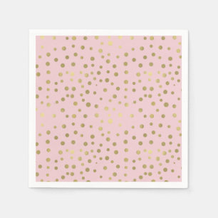 Pretty Pink Gold Confetti Dots Napkin